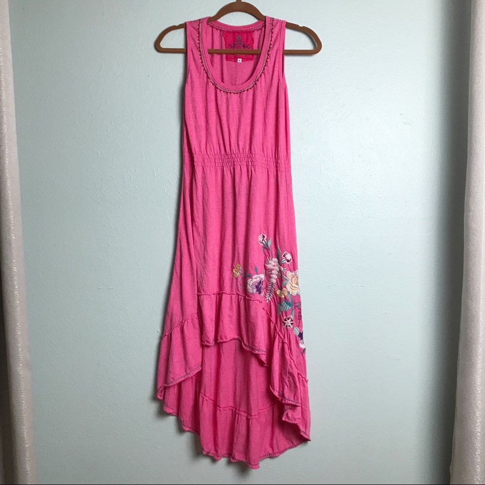 Johnny Was Pink Maxi Hi-Low Dress Small